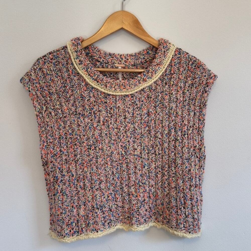 Free People Women's Sweater Vest Size S | Desert Heat Vest Pink Multicolor Knit